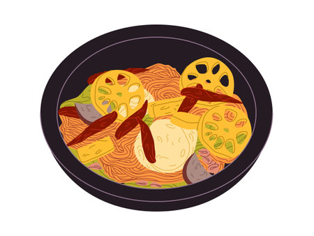 mala xiang guo traditional food china made from noodle vegetable and meat delicious spicy cuisineのイラスト素材