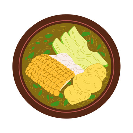 ajiaco traditional food colombia made from shredded chicken corn potato and guascas delicious cuisineのイラスト素材