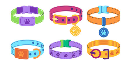 cat and dog necklace animal strap leash belt sign pet accessory buckle equipmentのイラスト素材