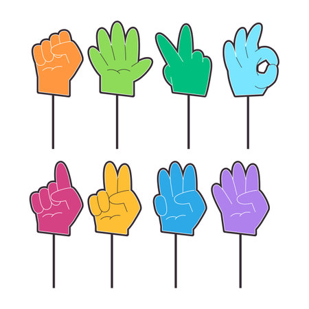 colorful finger foam glove for fan cheer supporter sport competition accessoryのイラスト素材