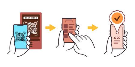 barcode payment cashless transaction system scan with smartphone technology modernのイラスト素材