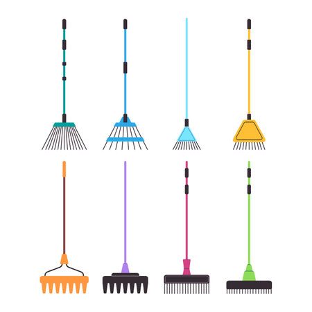broom sweeping cleanup brush housework tool cleaning household equipmentのイラスト素材