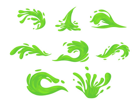 green color splash wave shape effect fresh melting smooth tasty refreshing liquidのイラスト素材