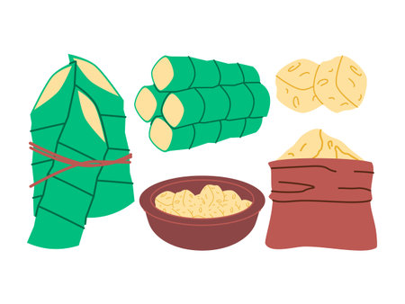 sugarcane stem harvest agriculture natural organic health ingredient foodのイラスト素材