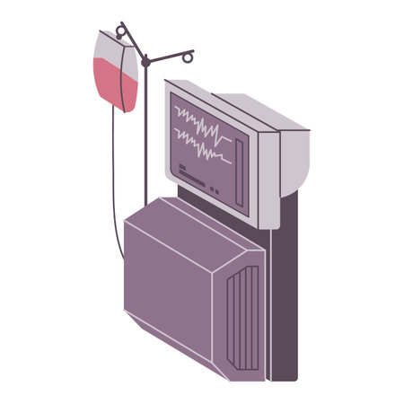 monitor hospital for vital sign heartbeat pulse device machine technology medicine equipment blood donorのイラスト素材