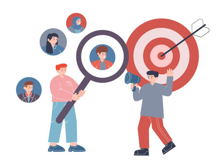Find leads target market for marketing advertising campaignのイラスト素材