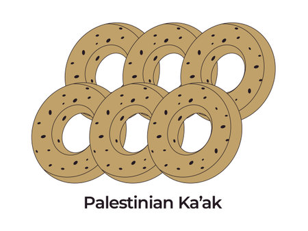 palestinian kaak bakery filled with dates fruit sweet taste pastry fresh dessert mealのイラスト素材