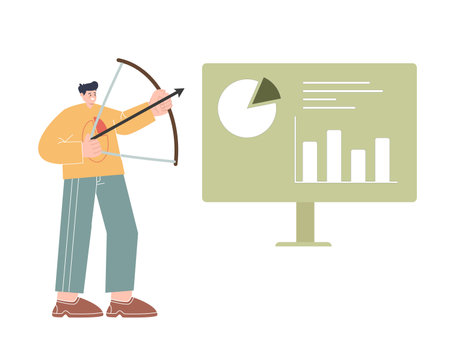 lead scoring aiming achievement target goal focus career development character design iconのイラスト素材