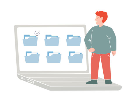 record management file manager task list folder keep business data document cloud storage design illustrationのイラスト素材
