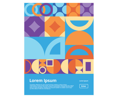 Abstract shape ornament geometrical Bauhaus Memphis style pattern concept colorful design setのイラスト素材