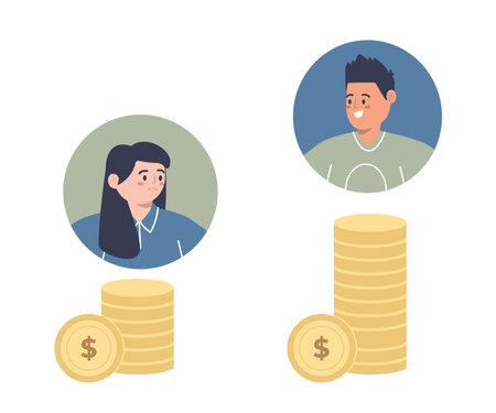 Income inequality unfair payment gender gap discrimination human worker rights unequal design set illustrationのイラスト素材