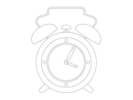 Watch clock alarm outline time reminder waking up ringing timer vintage old antique style design setのイラスト素材