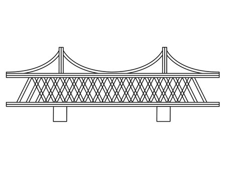 China metropolis city bridge connection freeway road cross the river sea tourism attraction destination outline design iconのイラスト素材