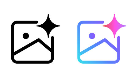generate image AI photo generator artificial intelligence icon symbol of generative button icon...