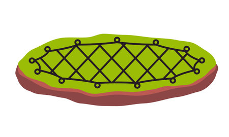animal snare trap laid flat on a patch of green grass primitive or traditional method of trapping animals in the wildのイラスト素材