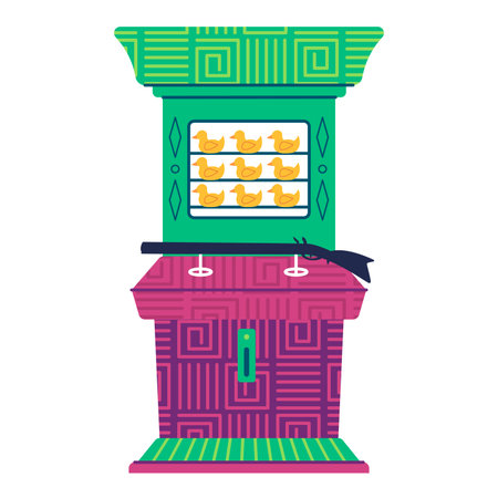 illustration of duck shooting gun target arcade game aiming target of yellow duckのイラスト素材