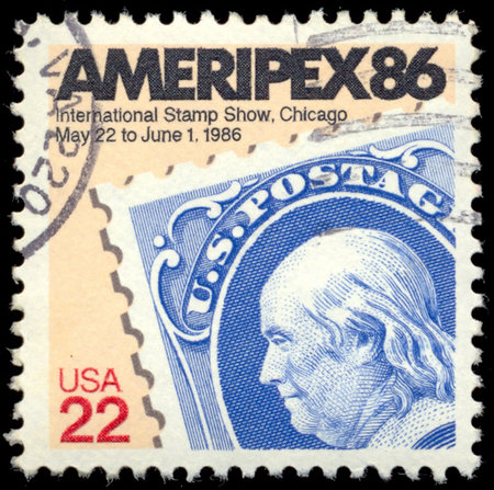 UNITED STATES OF AMERICA - CIRCA 1985: A stamp honoring AMERIPEX