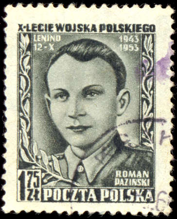 Poland - CIRCA 1953: A stamp printed in Poland shows 10th Anniv. Of Polandのeditorial素材