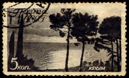 Ussr - CIRCA 1938: stamp printed by USSR, shows Crimea, circa 1938.のeditorial素材