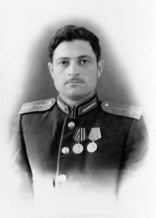 Ussr - CIRCA 1953: studio photo portrait of a lieutenant of the Soviet Army.のeditorial素材