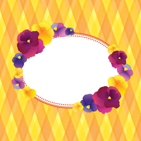 Frame with colorful pansy flowersのイラスト素材