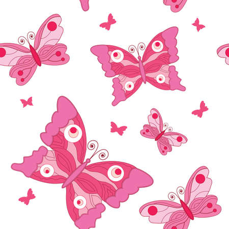 Seamless pattern with  butterflies on white.のイラスト素材