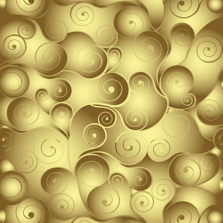 Gold swirls floral texture  pattern. Vector illustration.のイラスト素材