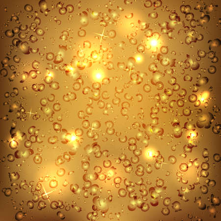 Gold abstract background with blurred lights and splashes. Vector illustration.のイラスト素材
