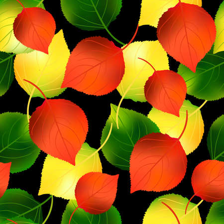 Colorful autumn seamless pattern with birch leaves. Vector illustration.のイラスト素材