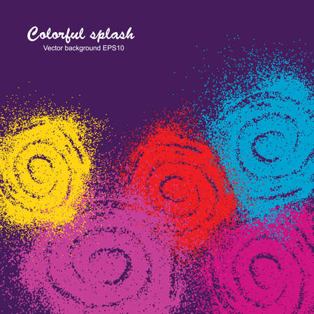 Colorful paint splash swirl on violet background. Vector illustration.のイラスト素材