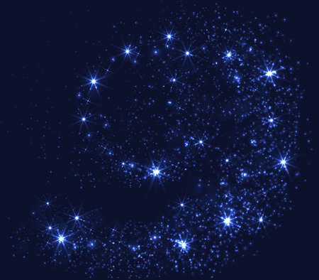 Blue Background with stars shine lights swirl. Vector illustration.のイラスト素材