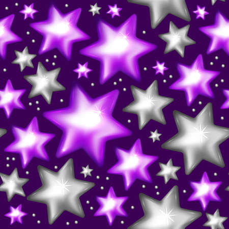 Violet and silver stars seamless pattern. Christmas seamless pattern. Vector illustration.のイラスト素材