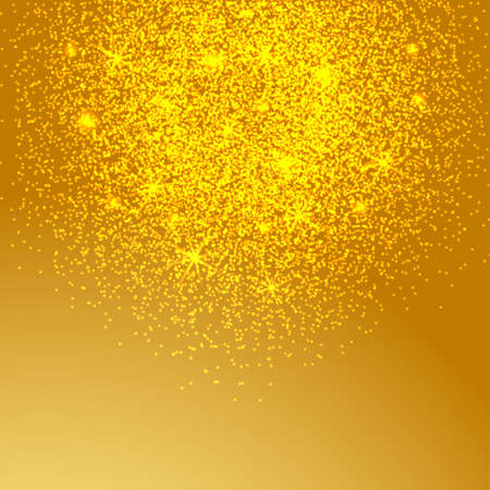 Gold glitter sparkles background. Vector golden dust texture. Twinkling confetti, shimmering star lights.のイラスト素材
