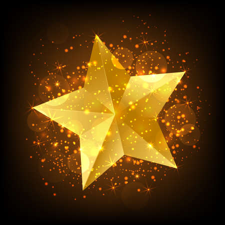 Gold star with lights sparkles. Vector illustration.のイラスト素材