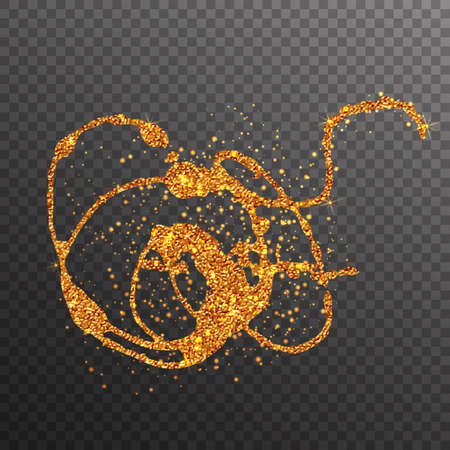 Gold glitter texture blot isolated on transparent background. Vector illustration.のイラスト素材