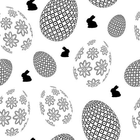 Happy Easter seamless pattern with eggs, rabbit. Vector illustration.のイラスト素材