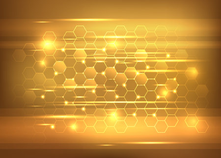 Gold geometric glow abstract background. Vector illustration.のイラスト素材