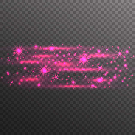 Pink glitter sparkles on transparent background. Vector dust texture. Twinkling confetti, shimmering star lights. Vector illustration.のイラスト素材