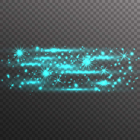 Turquoise  glitter sparkles on transparent background. Vector golden dust texture. Twinkling confetti, shimmering star lights. Vector illustration.のイラスト素材