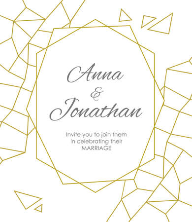 Polygonal geometric frame. Wedding invitation card template. Vector illistration.のイラスト素材