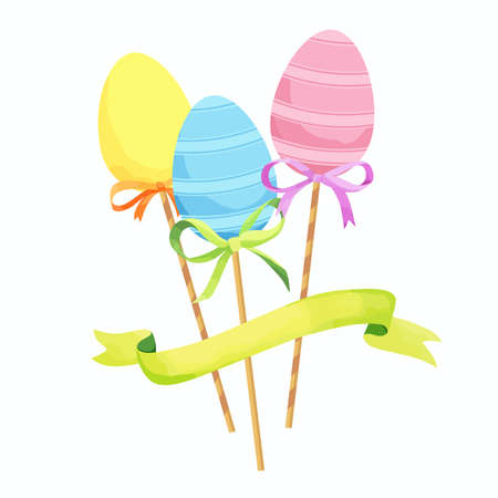 Easter eggs with bow and ribbon.のイラスト素材