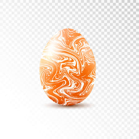 Orange egg with marble texture isolated on transparent background. Easter object template.のイラスト素材
