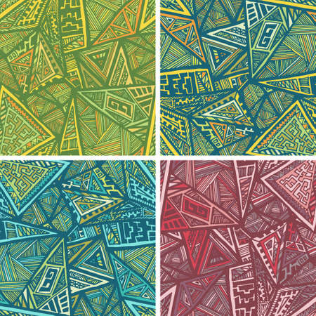 Set of 4 color solution variants of hand-drawn abstract pattern. Vectorのイラスト素材