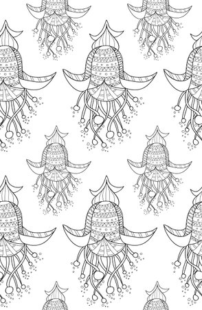 Seamless pattern with cute hand drawn flowers. Vectorのイラスト素材