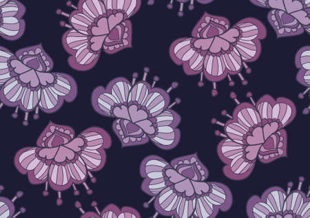 Seamless pattern with cute hand drawn flowers. Vectorのイラスト素材