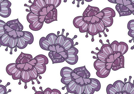 Seamless pattern with cute hand drawn flowers. Vectorのイラスト素材