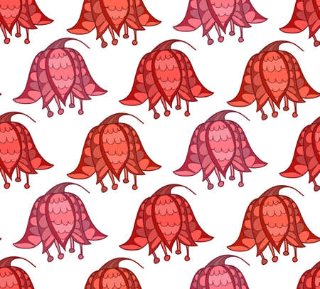 Seamless pattern with cute hand drawn flowers. Vectorのイラスト素材