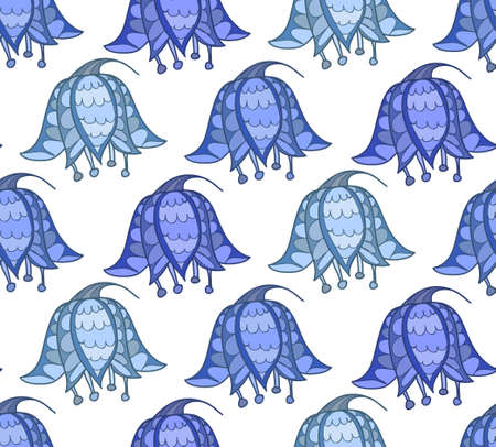 Seamless pattern with cute hand drawn flowers. Vectorのイラスト素材