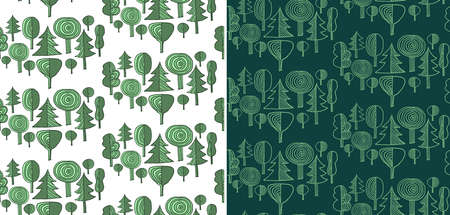 Variations of patterns with abstract trees. Vectorのイラスト素材