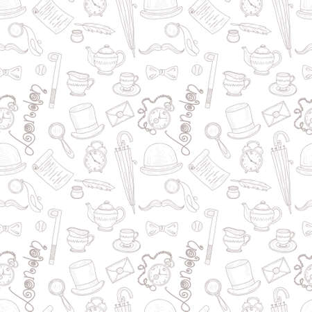 Seamless pattern with Great Britain related hand drawn icons.  Doodle vector Great Britain related collectionのイラスト素材